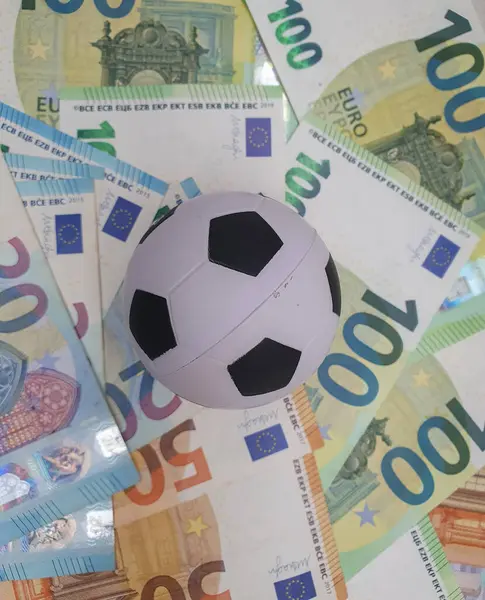 Euro Coins Banknotes Money Currency European Union Football Ball Useful — Foto de Stock