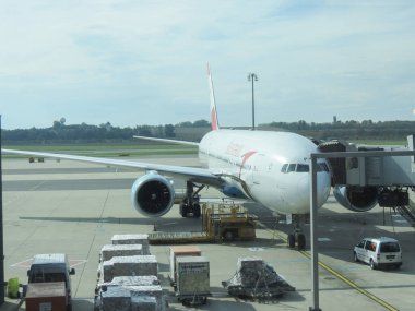 VIENNA, AUSTRIA - 07 Ekim 2018: Avusturya Havayolları Boeing 777