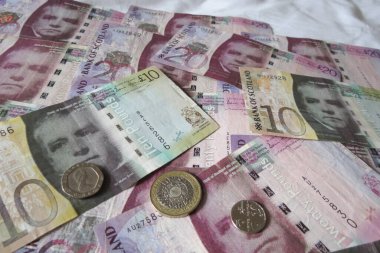 Edinburgh, İskoçya, İngiltere - yaklaşık Ağustos 2015: İskoç sterlini lirası banknotlar, İskoçya'nın para birimi