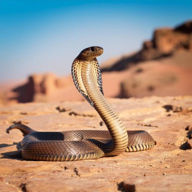 Cobra snake in desert, AI generated image clipart