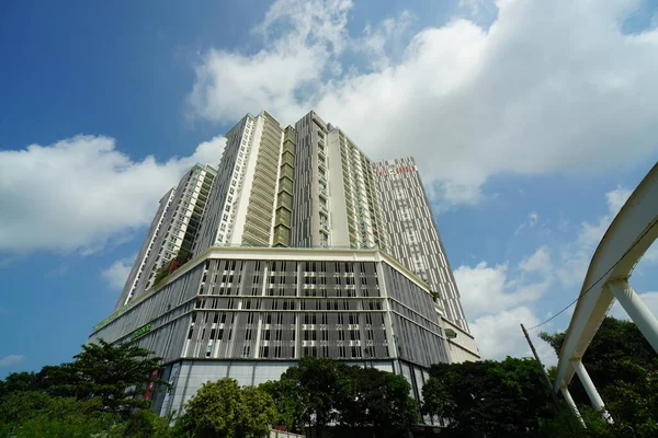 Melaka Malásia Agosto 2023 Edifício Shore Contra Céu Azul Cidade — Fotografia de Stock