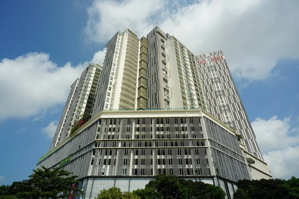 Melaka Malásia Agosto 2023 Edifício Shore Contra Céu Azul Cidade — Fotografia de Stock