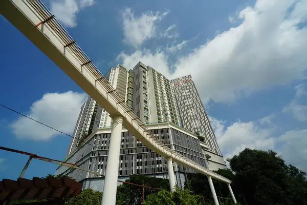 Melaka Malasia Agosto 2023 Edificio Shore Contra Cielo Azul Ciudad —  Fotos de Stock