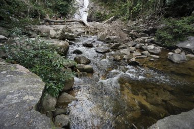 Kelantan 'ın Dabong ilçesindeki şelale manzarası