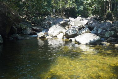 Kelantan 'ın Dabong ilçesindeki şelale manzarası