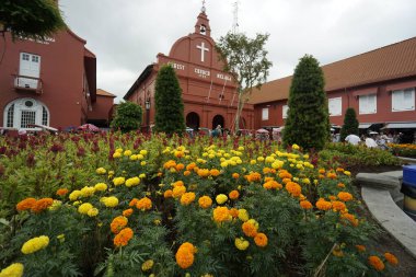 Malacca, Malezya, 30 Haziran 2024; Banda Hilir, Melaka 'da bulunan Mesih Kilisesi Melaka manzarası