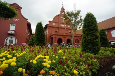 Malacca, Malezya, 30 Haziran 2024; Banda Hilir, Melaka 'da bulunan Mesih Kilisesi Melaka manzarası