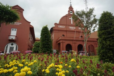 Malacca, Malezya, 30 Haziran 2024; Banda Hilir, Melaka 'da bulunan Mesih Kilisesi Melaka manzarası