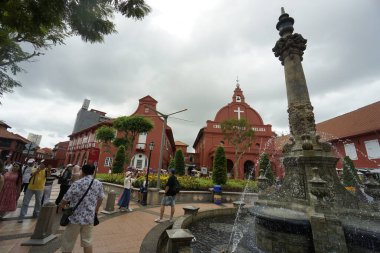 Malacca, Malezya, 30 Haziran 2024; Banda Hilir, Melaka 'da bulunan Mesih Kilisesi Melaka manzarası