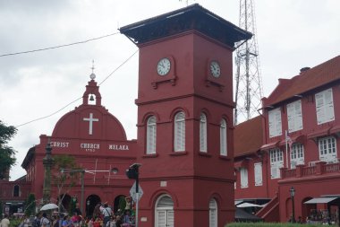 Melaka, Malezya - 31 Ekim 2024;: Melaka 'da bulunan tarihi yapı Stadthuys' un iç görünümü