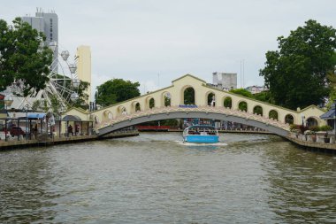 Melaka, Malaysia-June 30, 2024; A bridge over the Melaka River in Melaka clipart