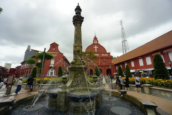 Malacca, Malezya, 30 Haziran 2024; Banda Hilir, Melaka 'da bulunan Mesih Kilisesi Melaka manzarası