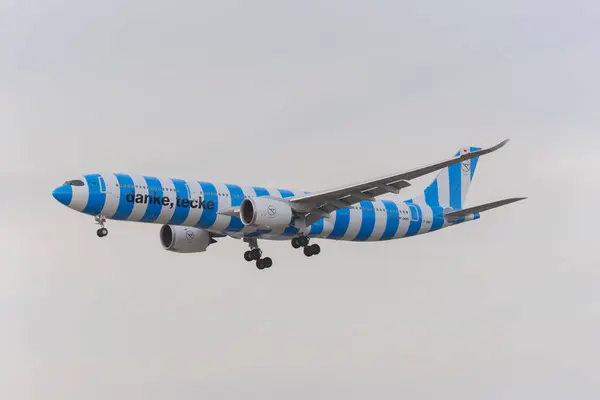 stock image Frankfurt, Germany - 20 March 2024: An Airbus A330 from Condor arriving Frankfurt Airport