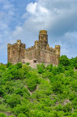 Ren, Almanya - Mai 25, 2014: Ren nehri üzerindeki kale kalıntıları