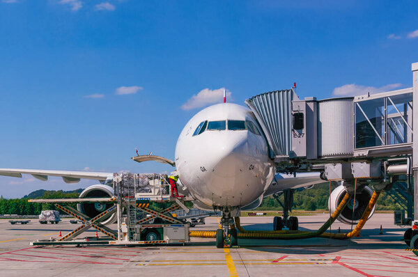 ZRICH, SWISS 16. July 2008: A plane from Swiss preparing for flight