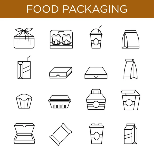 Icône Emballage Alimentaire Mis Forme Contour Convient Pour Élément Design — Image vectorielle