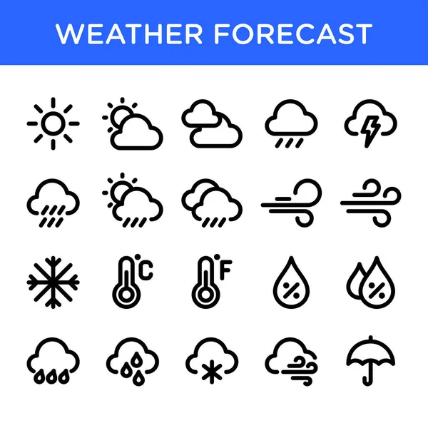 Набор Значков Прогноза Погоды Подходит Элементов Приложения Метеорологической Информации — стоковый вектор