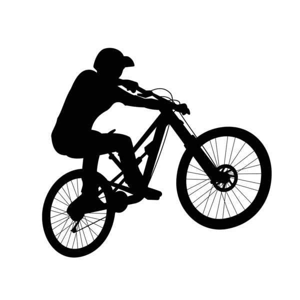 Sylwetka Ilustracji Wektora Zjazdu Rowerzystów Idealny Projektowania Elementów Sportów Zjazdowych — Wektor stockowy