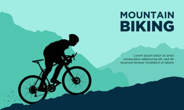 Mountain biking vector illustration. Suitable for mountain bike, downhill, and off road cycling. clipart