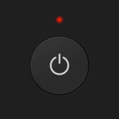 Karanlık temalı parlak ikonu olan gerçekçi bir güç düğmesi. UI UX ögesi için güç düğmesi vektör çizimi.