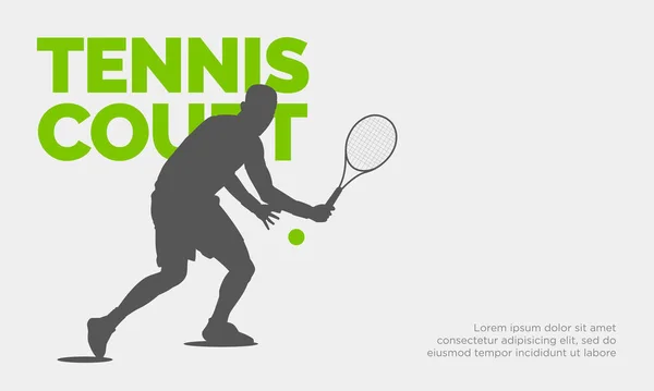 Tenisçi siluet bayrak vektör illüstrasyonu. Tenis yarışması arka plan şablonu.