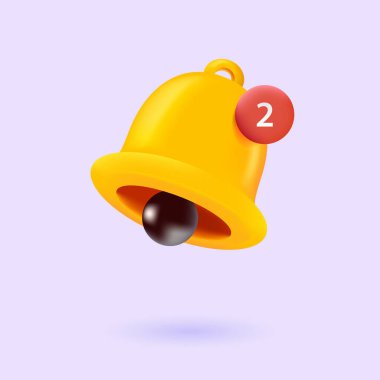 3 boyutlu çan bilgilendirme vektör çizimi. Gerçekçi çan simgesi şablonu.