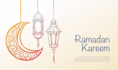 Ramazan Kareem vektör geçmişi. Ramazan kutlamaları için el feneri ve hilal..