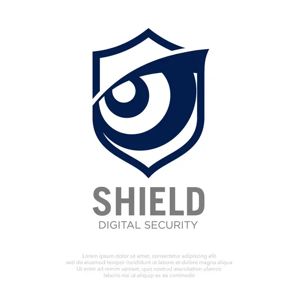アイとシールドのロゴ セキュリティロゴ デジタルセキュリティ会社の現代ロゴのために適した ストックイラスト