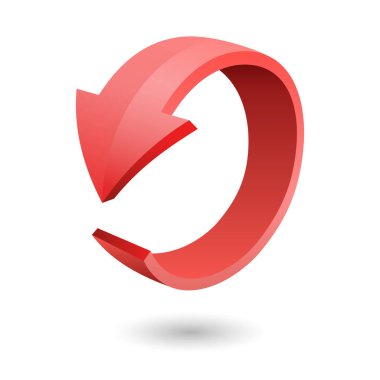 3D döngü oku kırmızıdır. Gerçekçi ok vektörü çizimi. Bilgi ögesi için uygun.