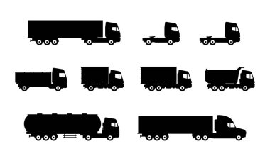 Silüet vektör çizimi. Nakliye ve kargo ekspres taşımacılığı için uygun..