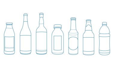İçecek şişesi ana hatlı vektör çizimi. meşrubat ve içecek endüstrisi tasarım elementi için uygundur.