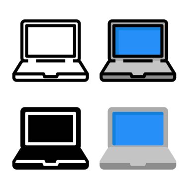 Dizüstü bilgisayar simgesi tasarımı. Bilgisayar ve dijital endüstri ikonu elementi için uygun. Özet dizüstü bilgisayar simgesi