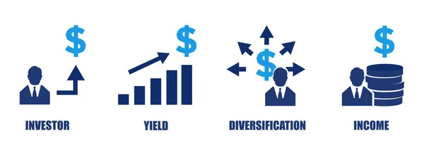 Stratégie Des Investisseurs Concept Diversification Portefeuille — Image vectorielle