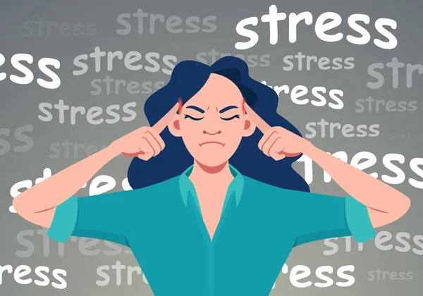 Vecteur Une Jeune Femme Stressée — Image vectorielle