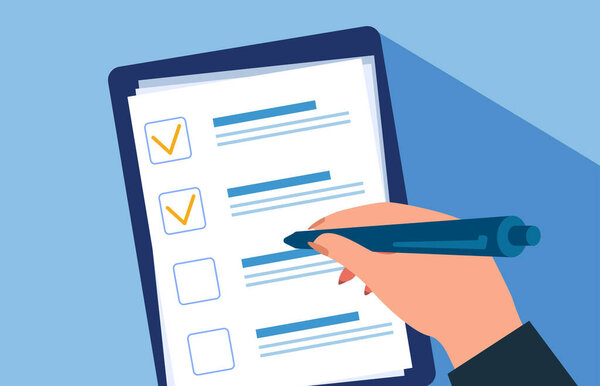 Вектор человека, заполняющего анкету 