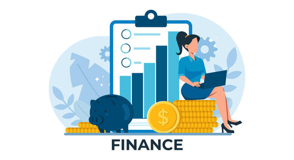 Vector Una Mujer Negocios Sentada Una Pila Monedas Oro Dólares — Vector de stock