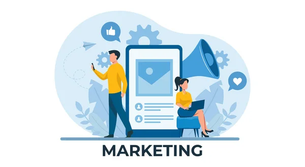 Digitale Inhoud Social Media Marketing Concept Vectorbeelden