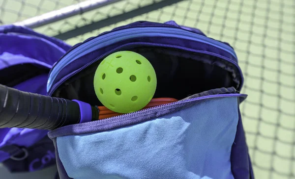 Pickleball Paddle Sports Bag Court Out Focus Pickleball Has Become — Stock Photo, Image