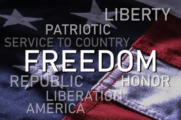 Worte Über Freiheit Und Freiheit Patriotische Amerikanische Konzepte Stockbild