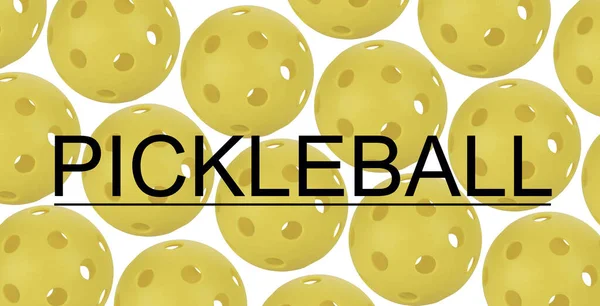 Many Yellow Pickleballs White Background Stock Picture