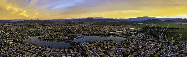 Aerial Panoramic Image Menifee California Usa Sunrise Royalty Free Stock Photos