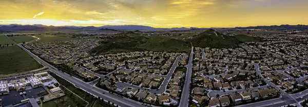 Aerial Panoramic Image Menifee California Usa Sunrise Stock Image