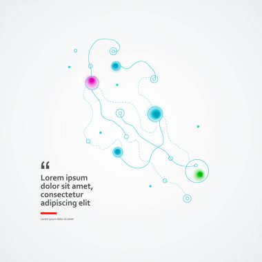 Soyut grafik tasarım ve tekrarlayan noktalı iletişim siyanürü. Vektör renk bağlantısı arka planı. Yumuşak dalgalı çizgiler çizim yapısı.