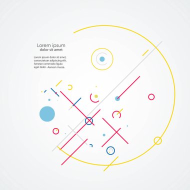 Vector future geometry symbol. Abstract illustration. Circular elements. Creative pattern with abstract geometric objects. Modern design with dots and lines and dotted circles.