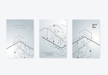 Vector brochure templates with hexagons and lines and dots on white background. Digital technology, science or medical concept. Design for flyer, book, brochure, report, presentation