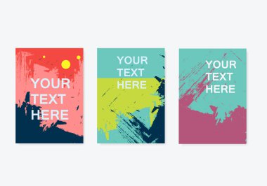 Set abstract paint illustrations for banner, brochure, cover design templates. Vector decoration background. Modern pattern.