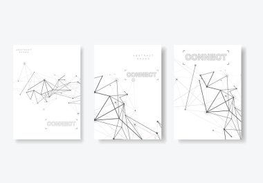 Vector A4 cover templates for brochure, flyer layout, booklet, book. Abstract background with connecting lines and dots. Network technology concept.
