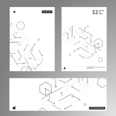 Vektör altıgen deseni. Basit altıgen elementlere sahip geometrik soyut arkaplan. Tıbbi, teknoloji veya bilim tasarımı
