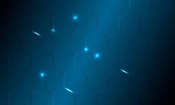Licht Gloeiende Blauwe Achtergrond Medisch Technologisch Wetenschappelijk Concept Abstract Hexagonaal — Stockvector