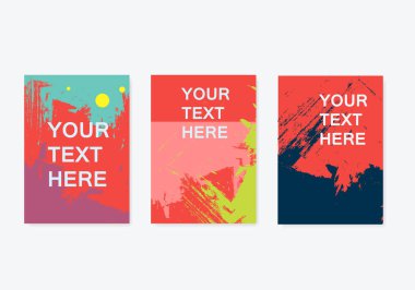 Set abstract paint illustrations for banner, brochure, cover design templates. Vector decoration background. Modern pattern.